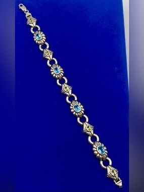 CI Thailand Sterling Silver Blue Topaz & Peridot Bracelet